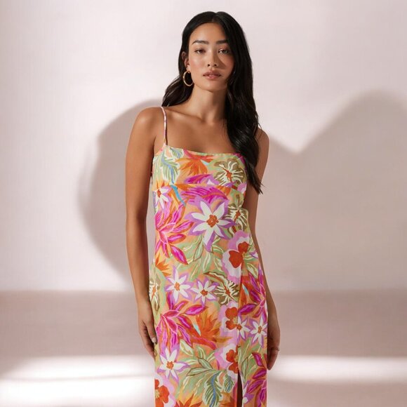 NWT ASTR Gabriella Midi Dress Orange Purple Multi - Picture 5 of 9